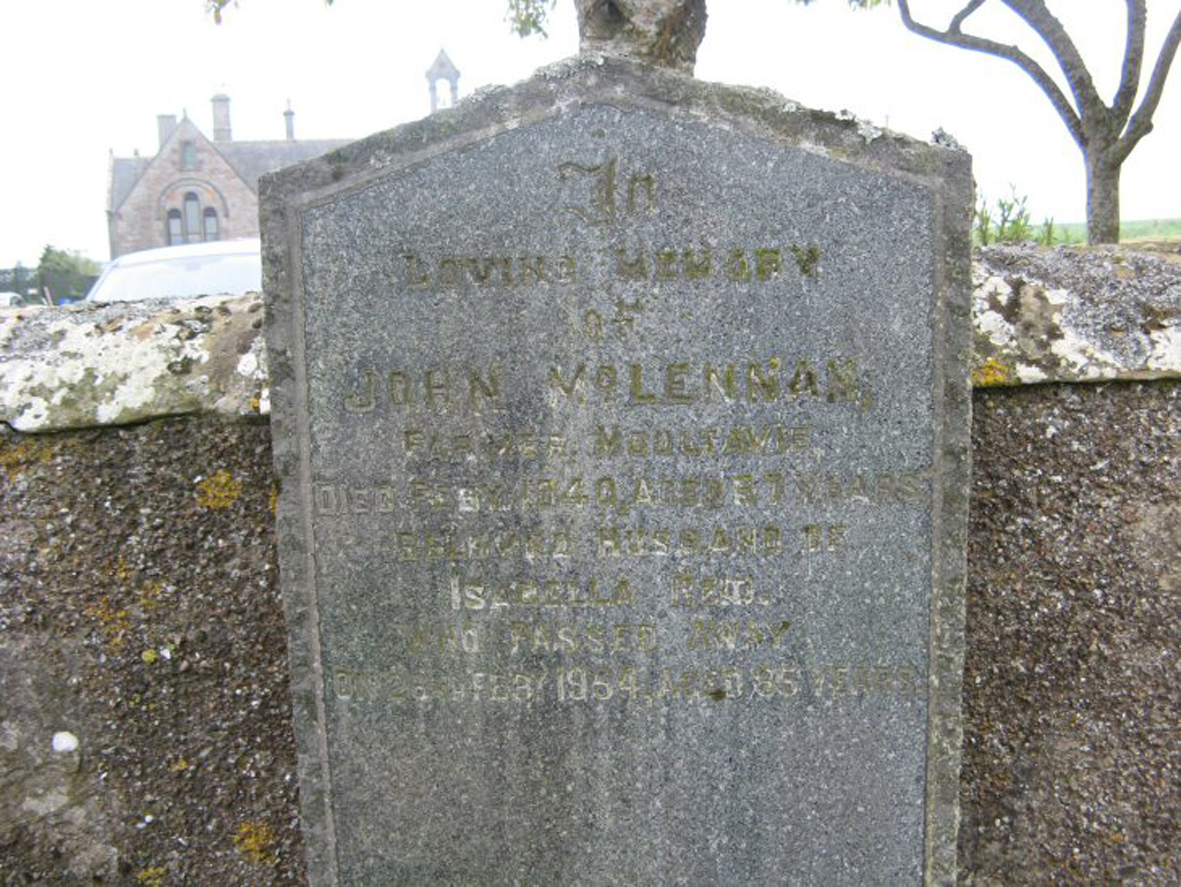 Photo of headstones/John McLennan died 1940 MI Kilmuir Easter